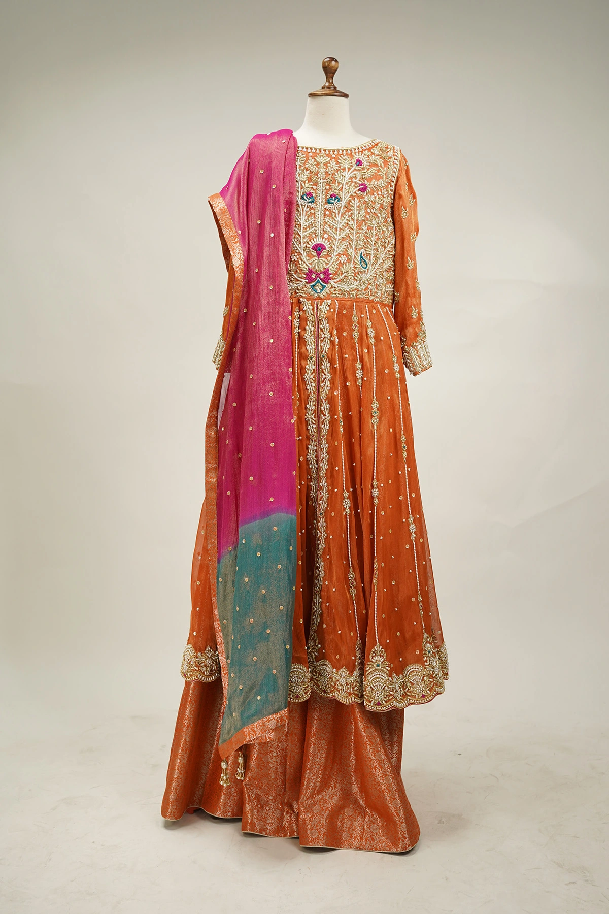 Amber Aura – Handcrafted Three-Piece Formal Ensemble